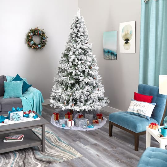8ft. Pre-Lit White River Mountain Pine Artificial Christmas Tree, Clear LED Lights